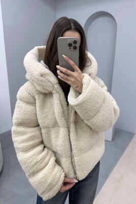 HOOD SHEEPSKIN WOMEN JACKET BEIGE/BEZHE 