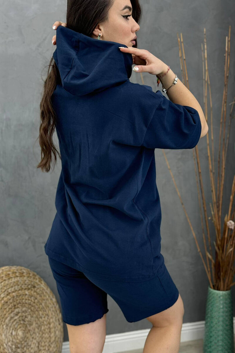 HOOD SHORT COTTON WOMAN SET BLUE/BLU - 2