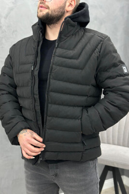 HOOD SIMPLE SHORT MEN PUFFER JACKET BLACK/ E ZEZE 