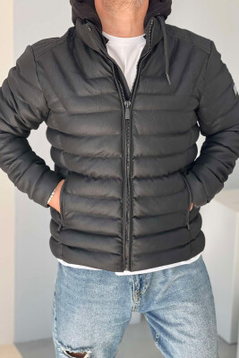 HOOD SIMPLE SHORT MEN PUFFER JACKET BLACK/ E ZEZE 