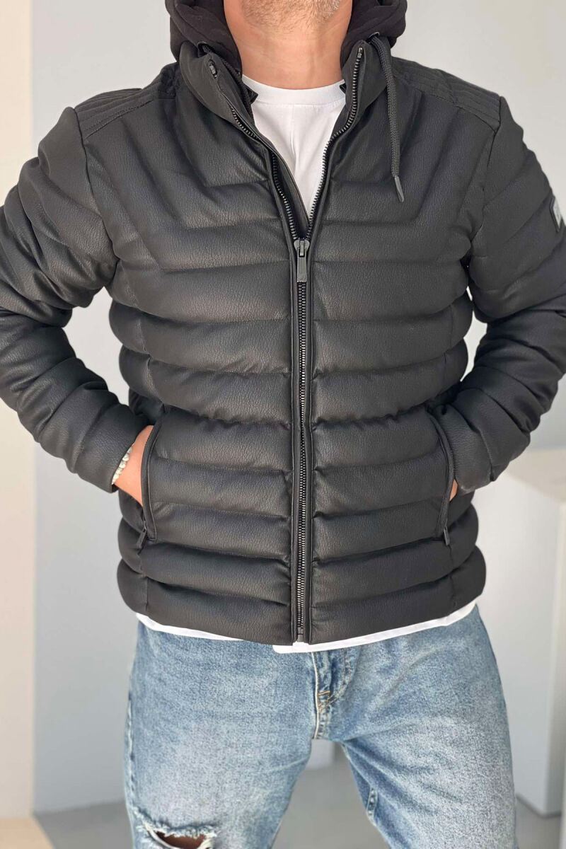 HOOD SIMPLE SHORT MEN PUFFER JACKET BLACK/ E ZEZE - 1