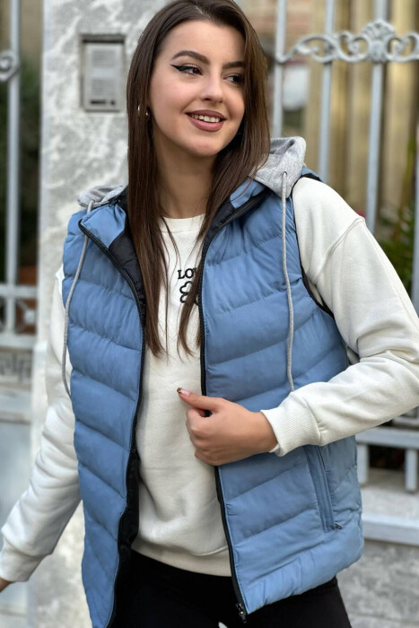 HOOD SIMPLE WOMAN VEST BABY BLUE/BLU BY - 1