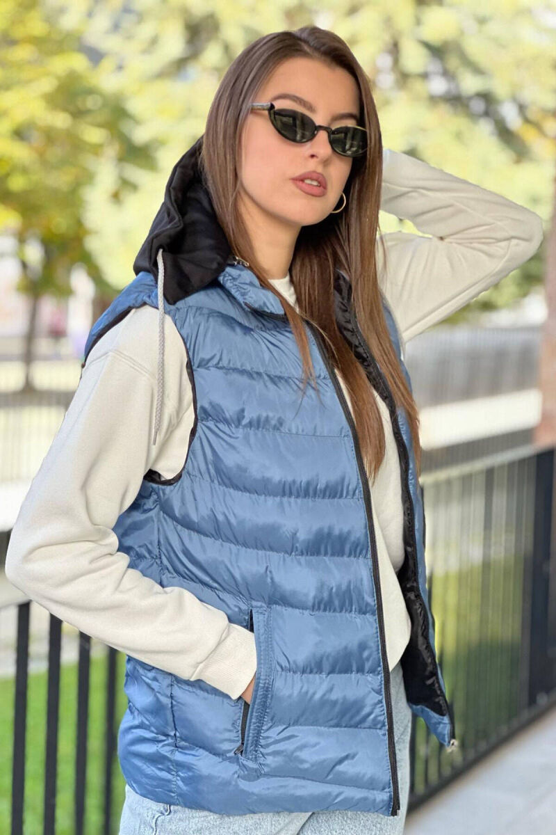 HOOD SIMPLE WOMAN VEST BLUE/BLU - 1