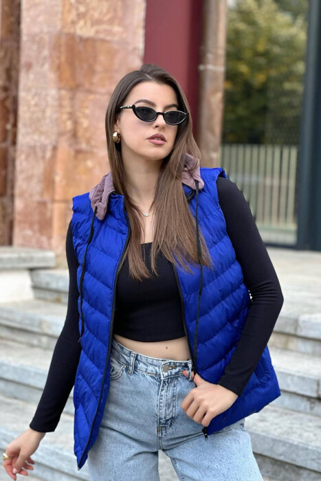 HOOD SIMPLE WOMAN VEST ELECTRIC BLUE/BLEL 