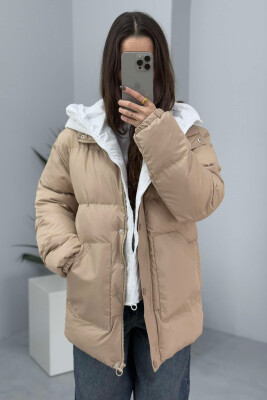 HOOD SIMPLE WOMEN PUFFER JACKET BEIGE/BEZHE 