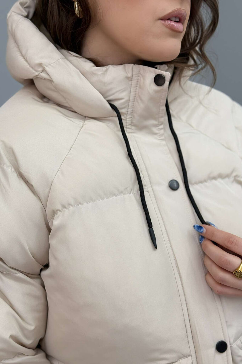 HOOD SIMPLE WOMEN PUFFER JACKET CREAM/KREM - 2