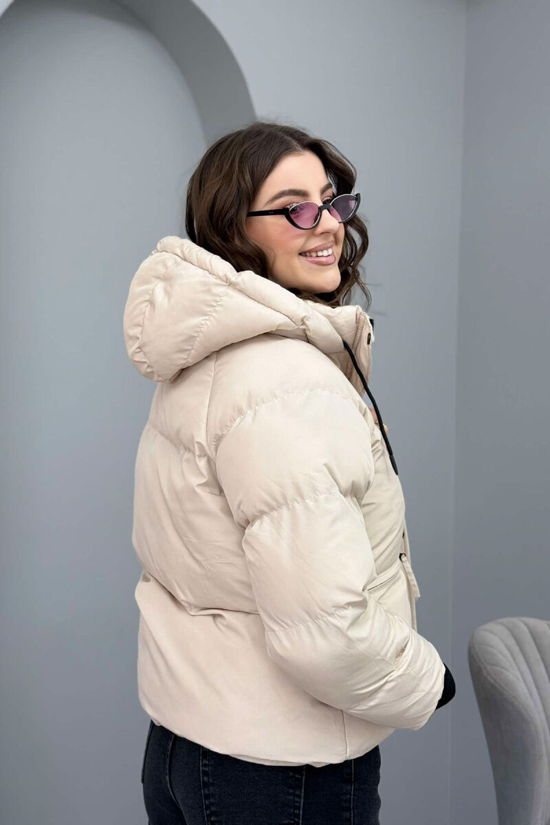 HOOD SIMPLE WOMEN PUFFER JACKET CREAM/KREM - 4