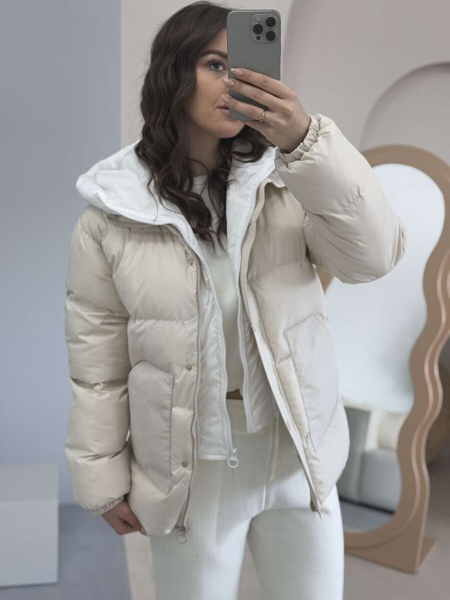 HOOD SIMPLE WOMEN PUFFER JACKET CREAM/KREM - 7