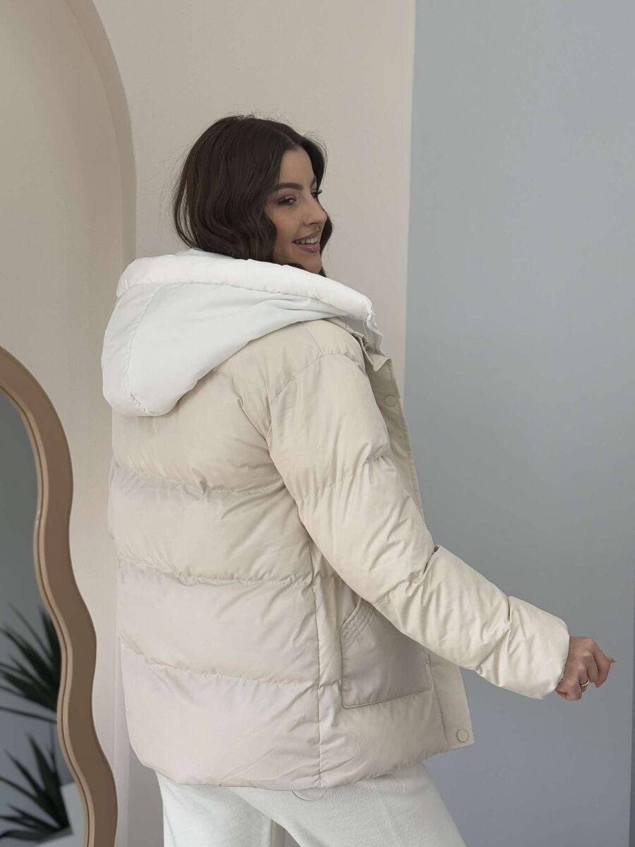 HOOD SIMPLE WOMEN PUFFER JACKET CREAM/KREM - 8