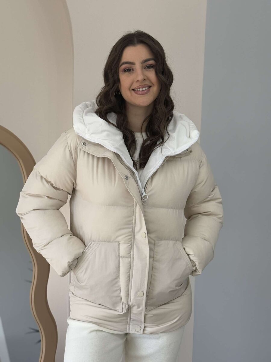 HOOD SIMPLE WOMEN PUFFER JACKET CREAM/KREM - 10