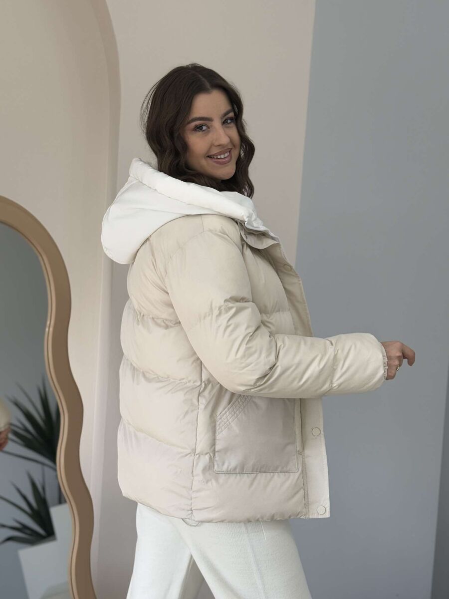 HOOD SIMPLE WOMEN PUFFER JACKET CREAM/KREM - 13