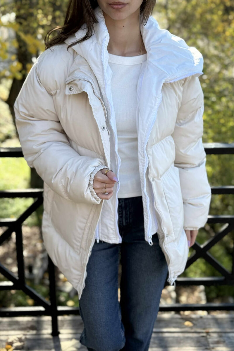 HOOD SIMPLE WOMEN PUFFER JACKET CREAM/KREM - 6
