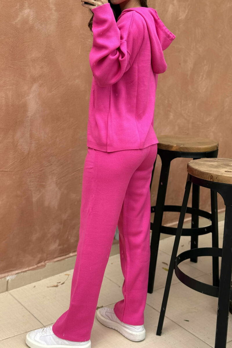 HOOD SWEATER+TROUSERS ONE COLOR KNIT WOMAN SET FUCHSIA/CIKLAMI - 4
