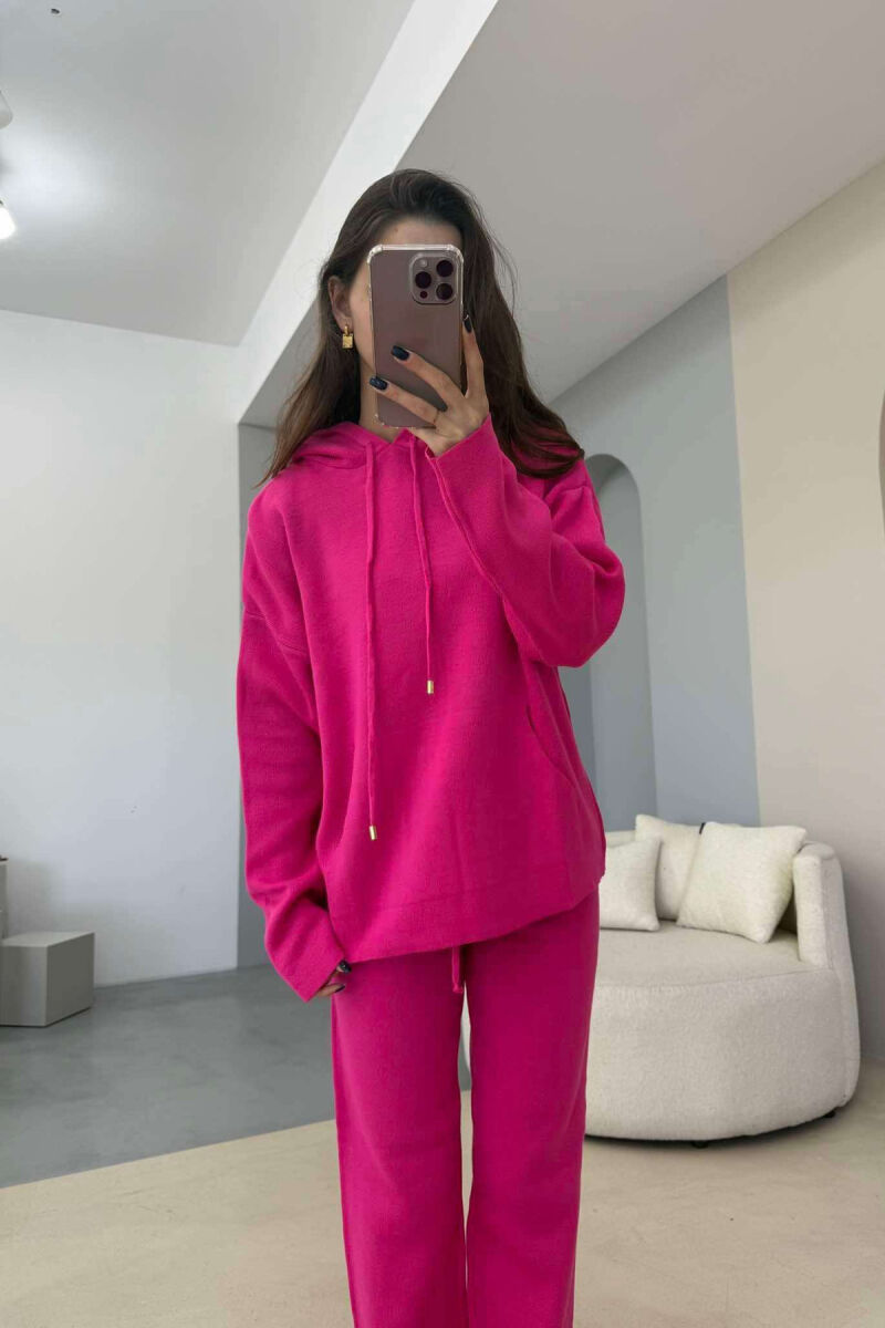 HOOD SWEATER+TROUSERS ONE COLOR WOMAN SET FUCHSIA/CIKLAMI - 2