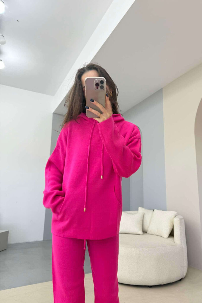 HOOD SWEATER+TROUSERS ONE COLOR WOMAN SET FUCHSIA/CIKLAMI - 3