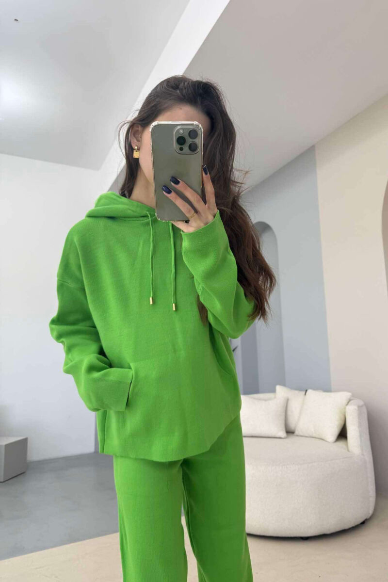 HOOD SWEATER+TROUSERS ONE COLOR WOMAN SET GREEN/JESHILE - 2