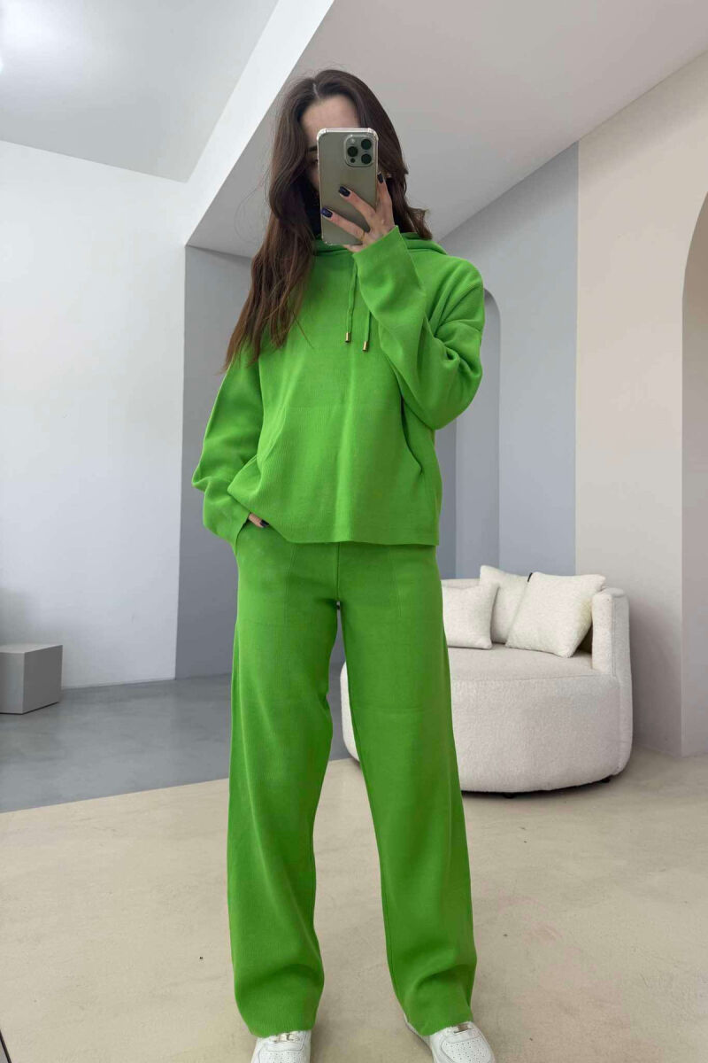 HOOD SWEATER+TROUSERS ONE COLOR WOMAN SET GREEN/JESHILE - 3