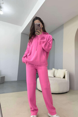 HOOD SWEATER+TROUSERS ONE COLOR WOMAN SET PINK/ROZE 