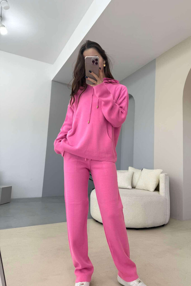 HOOD SWEATER+TROUSERS ONE COLOR WOMAN SET PINK/ROZE - 1