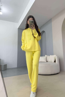 HOOD SWEATER+TROUSERS ONE COLOR WOMAN SET YELLOW/E VERDHE 