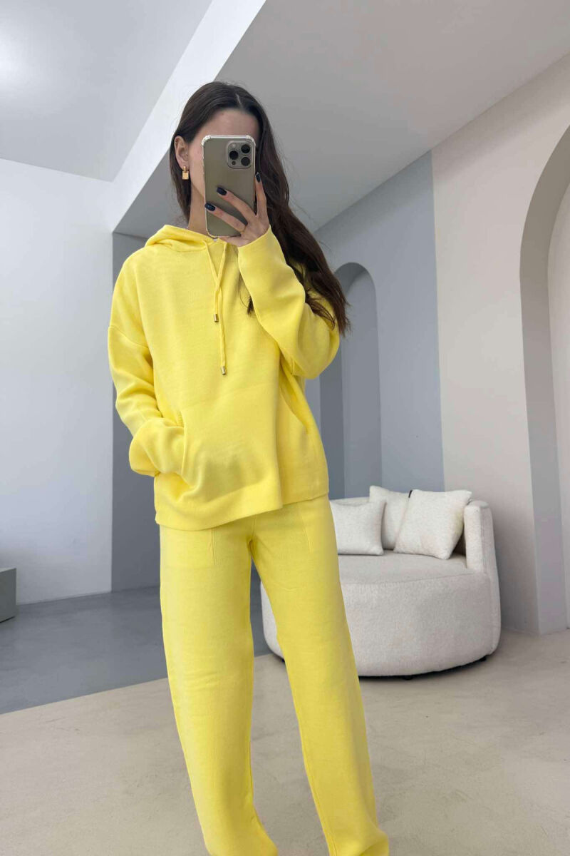 HOOD SWEATER+TROUSERS ONE COLOR WOMAN SET YELLOW/E VERDHE - 2