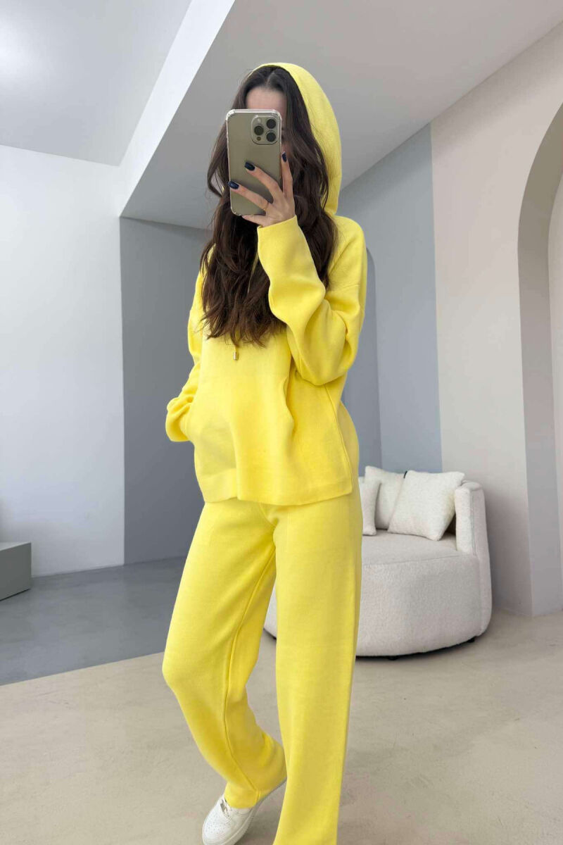 HOOD SWEATER+TROUSERS ONE COLOR WOMAN SET YELLOW/E VERDHE - 3