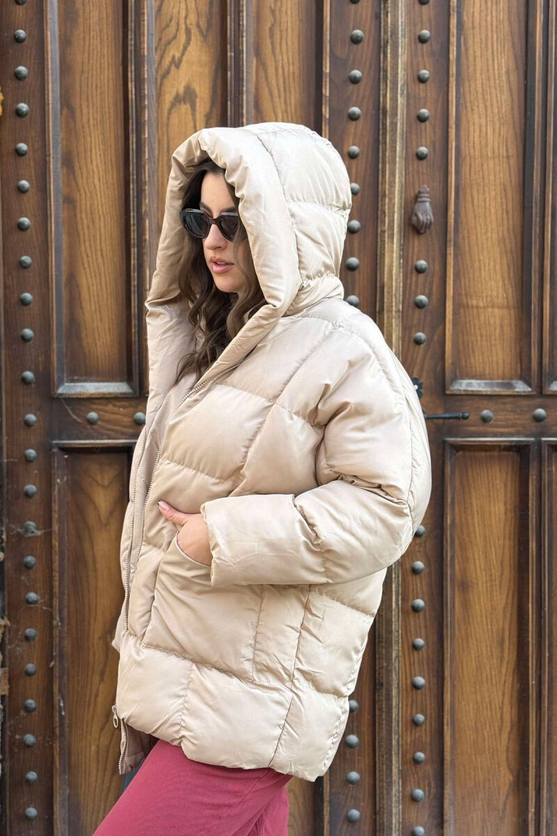 HOOD TWO POCKETS WOMAN PUFFER JACKET BEIGE/BEZHE - 2