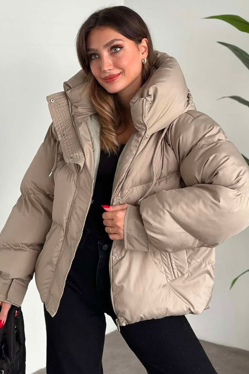 HOOD WOMEN PUFFER JACKET BEIGE/BEZHE - 1