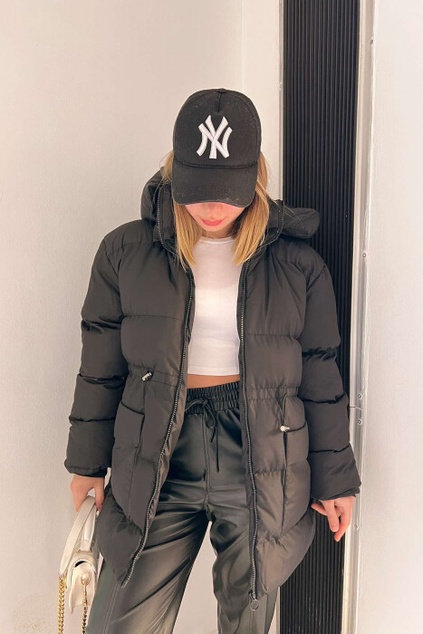 HOOD WOMEN PUFFER JACKET BLACK/ E ZEZE - KLAUDIO FASHION