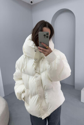 HOOD WOMEN PUFFER JACKET WHITE-E BARDHE 