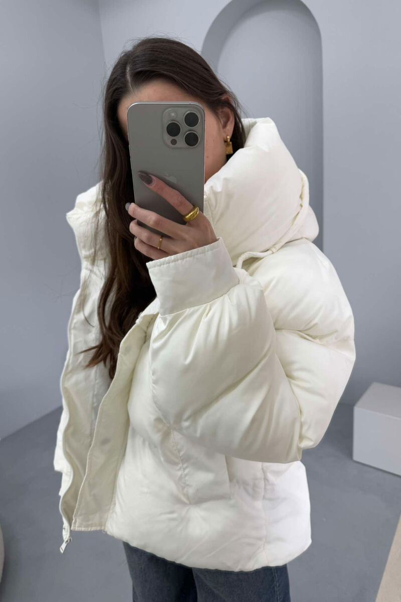 HOOD WOMEN PUFFER JACKET WHITE-E BARDHE - 2