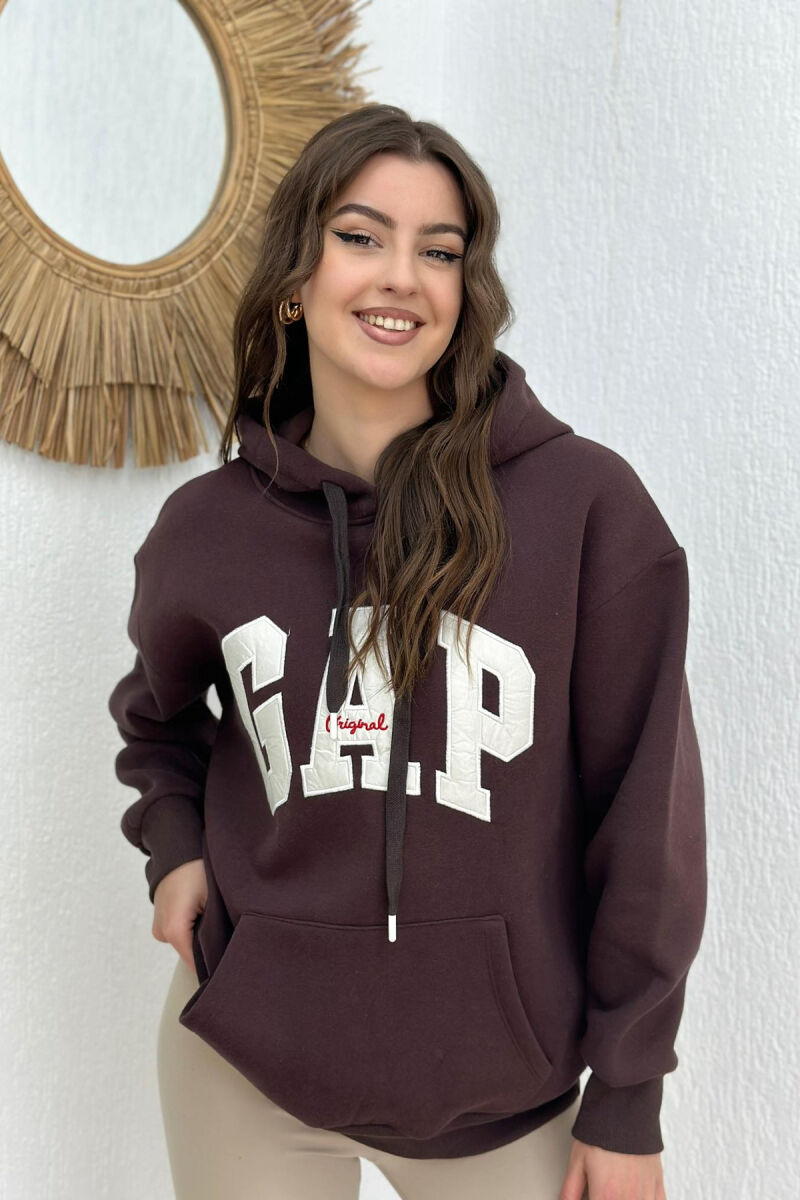 HOOD WRITTINGS WOMAN HOODIE BROWN/KAFE - 2