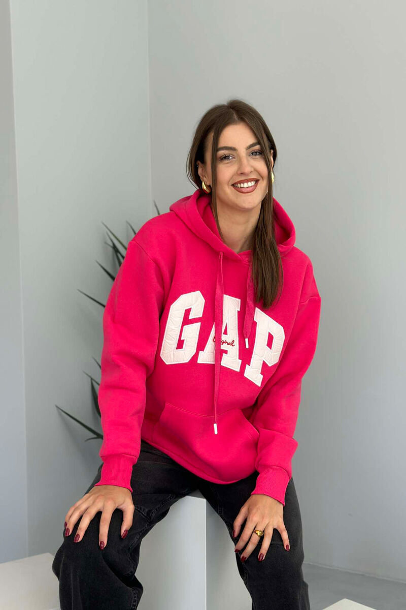 HOOD WRITTINGS WOMAN HOODIE FUCHSIA CIKLAMI HOODIES KLAUDIO FASHION KT 1045