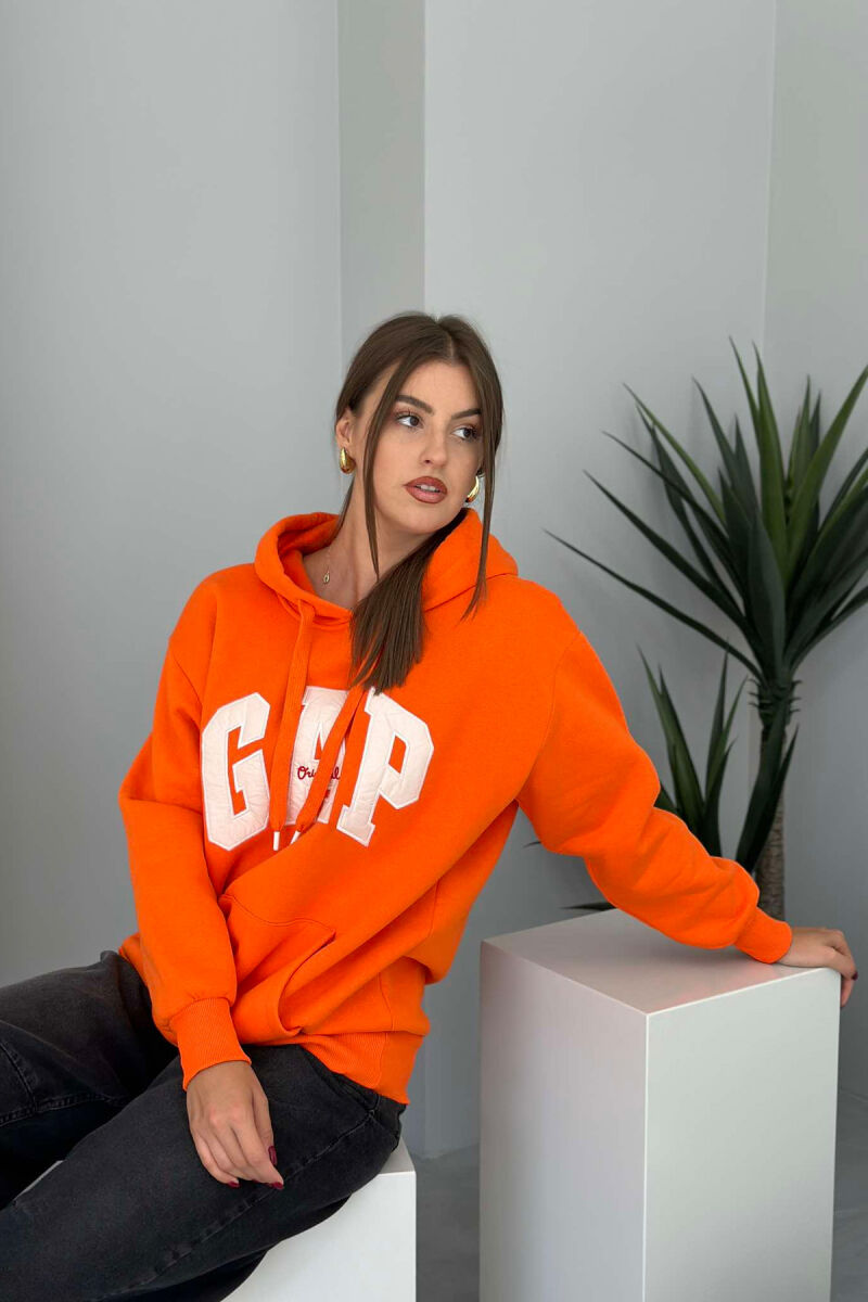 HOOD WRITTINGS WOMAN HOODIE ORANGE/PORTOKALLI - 2