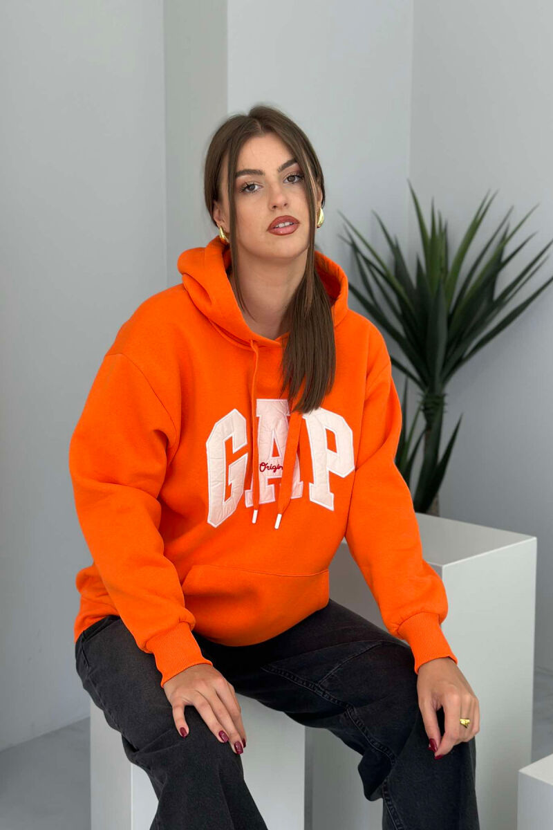 HOOD WRITTINGS WOMAN HOODIE ORANGE/PORTOKALLI - 3