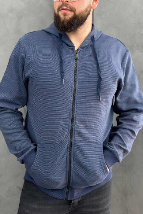 HOOD ZIPPER MEN JACKET BLUE/BLU - 4