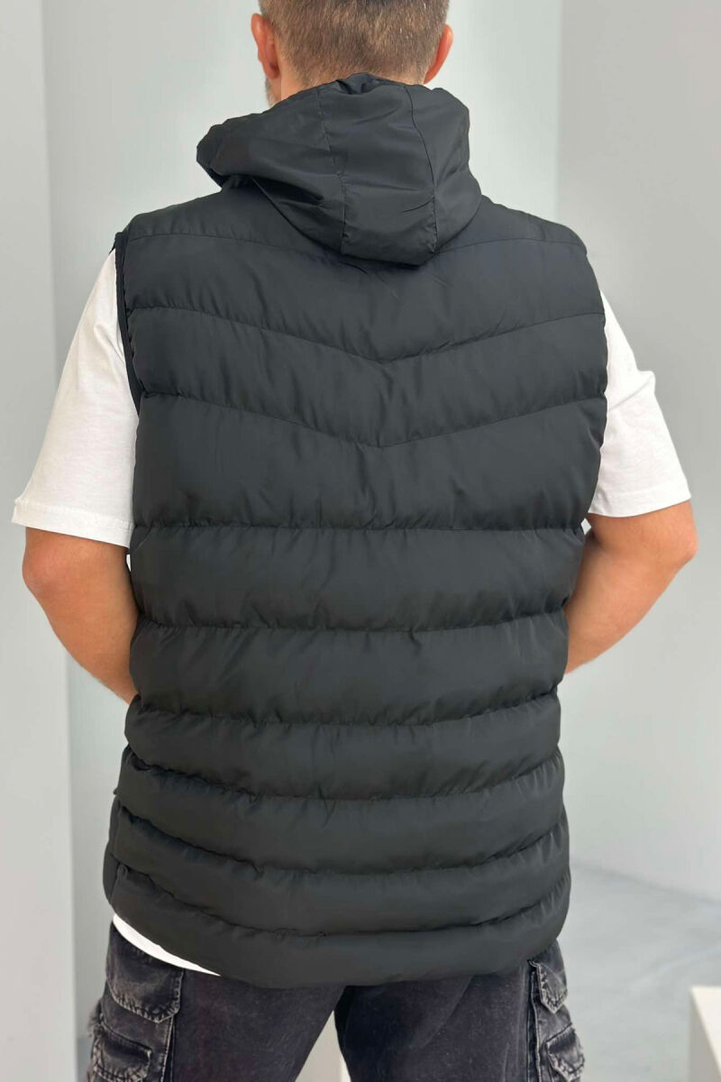 HOOD ZIPPER POCKET MEN VEST BLACK/ E ZEZE - 4