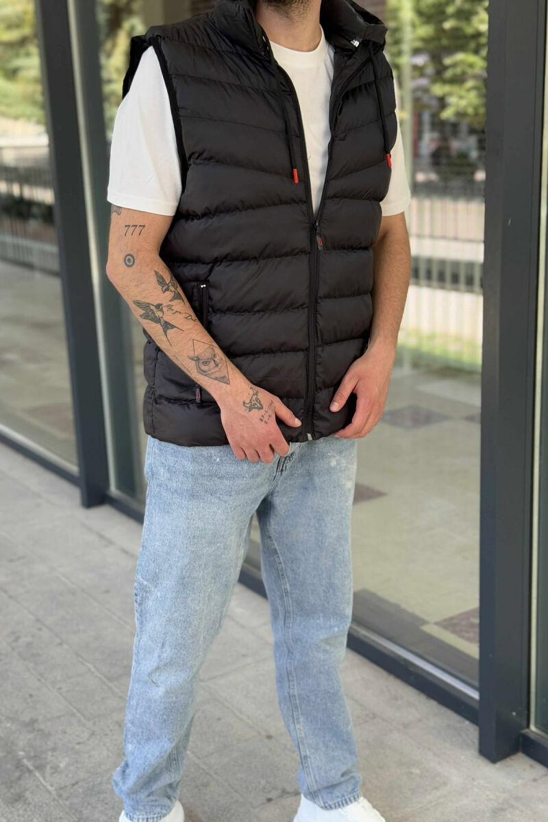HOOD ZIPPER POCKET MEN VEST BLACK/ E ZEZE - 15