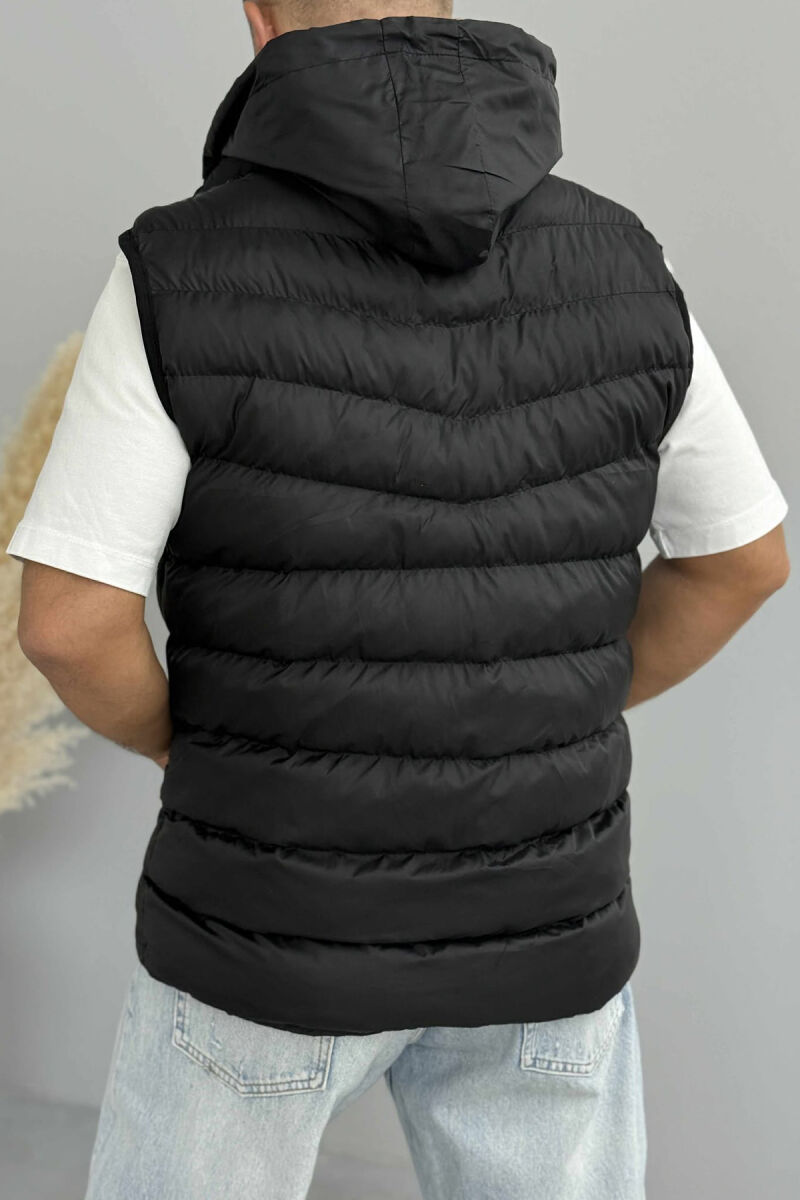 HOOD ZIPPER POCKET MEN VEST BLACK/ E ZEZE - 3