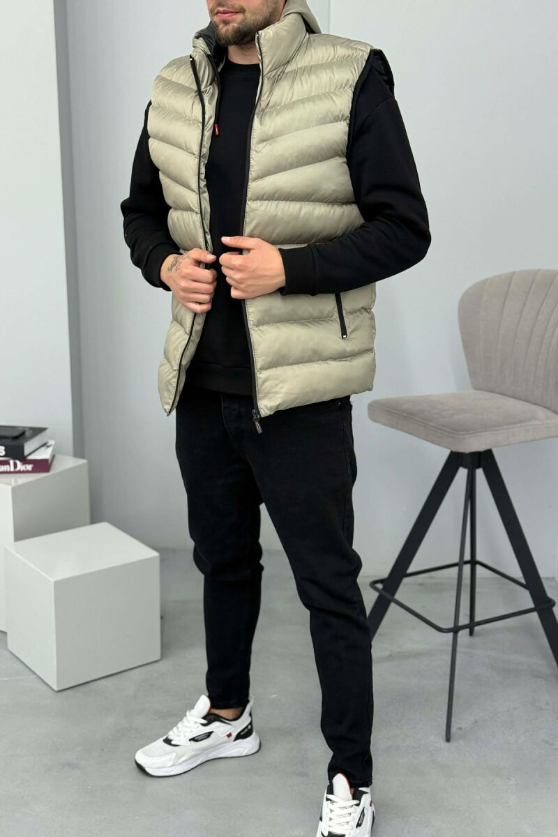 HOOD ZIPPER POCKET MEN VEST BRIGHT GREY/GRI E SHNDRITSHME - 1