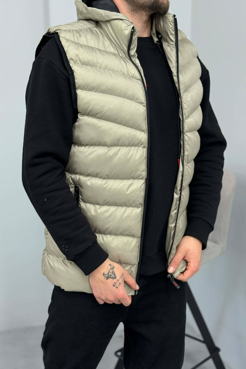HOOD ZIPPER POCKET MEN VEST BRIGHT GREY/GRI E SHNDRITSHME - 2