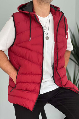 HOOD ZIPPER POCKET MEN VEST BUYRDGUNDY/VISHNJE 