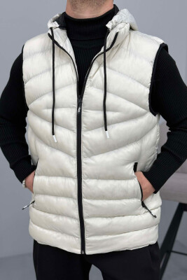 HOOD ZIPPER POCKET MEN VEST CREAM/KREM 