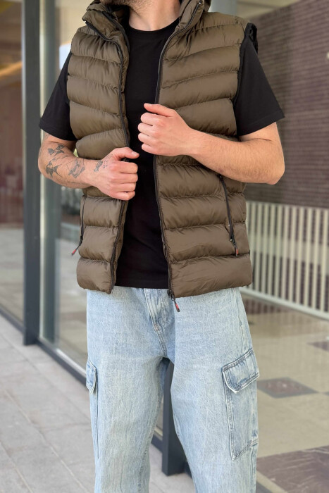 HOOD ZIPPER POCKET MEN VEST GREEN/JESHILE - KLAUDIO FASHION