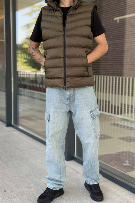 HOOD ZIPPER POCKET MEN VEST GREEN/JESHILE - 4