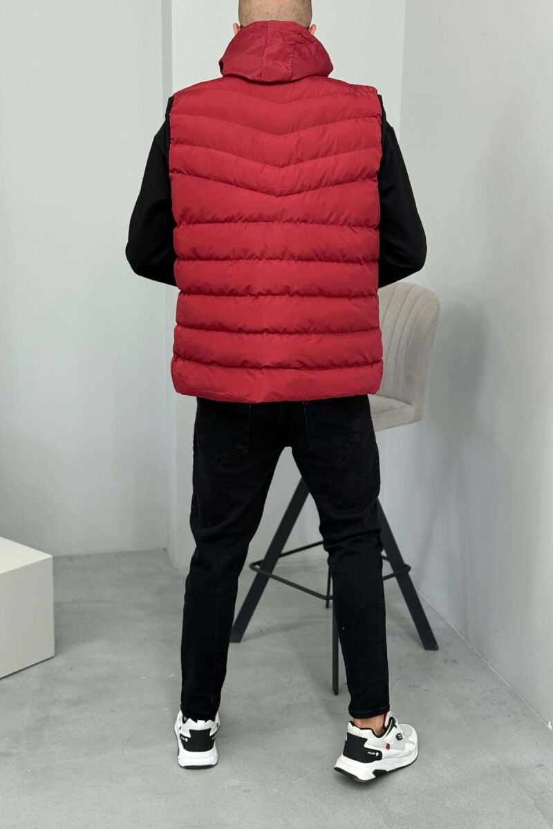 HOOD ZIPPER POCKET MEN VEST BURGUNDY/VISHNJE - 3