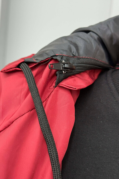 HOOD ZIPPER POCKET MEN VEST BURGUNDY/VISHNJE - 4