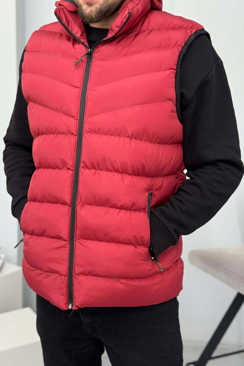 HOOD ZIPPER POCKET MEN VEST BURGUNDY/VISHNJE - 5