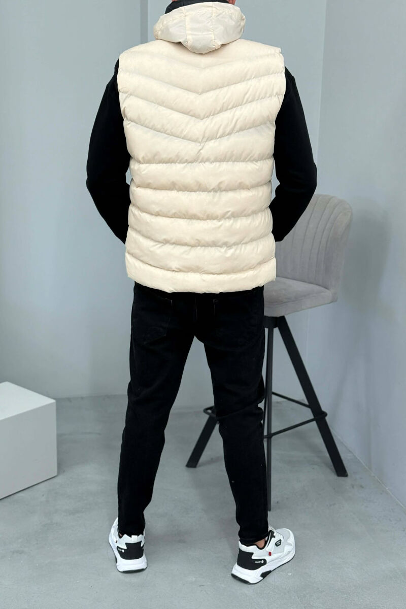 HOOD ZIPPER POCKET MEN VEST LIGHT BEIGE/BZHZB - 5