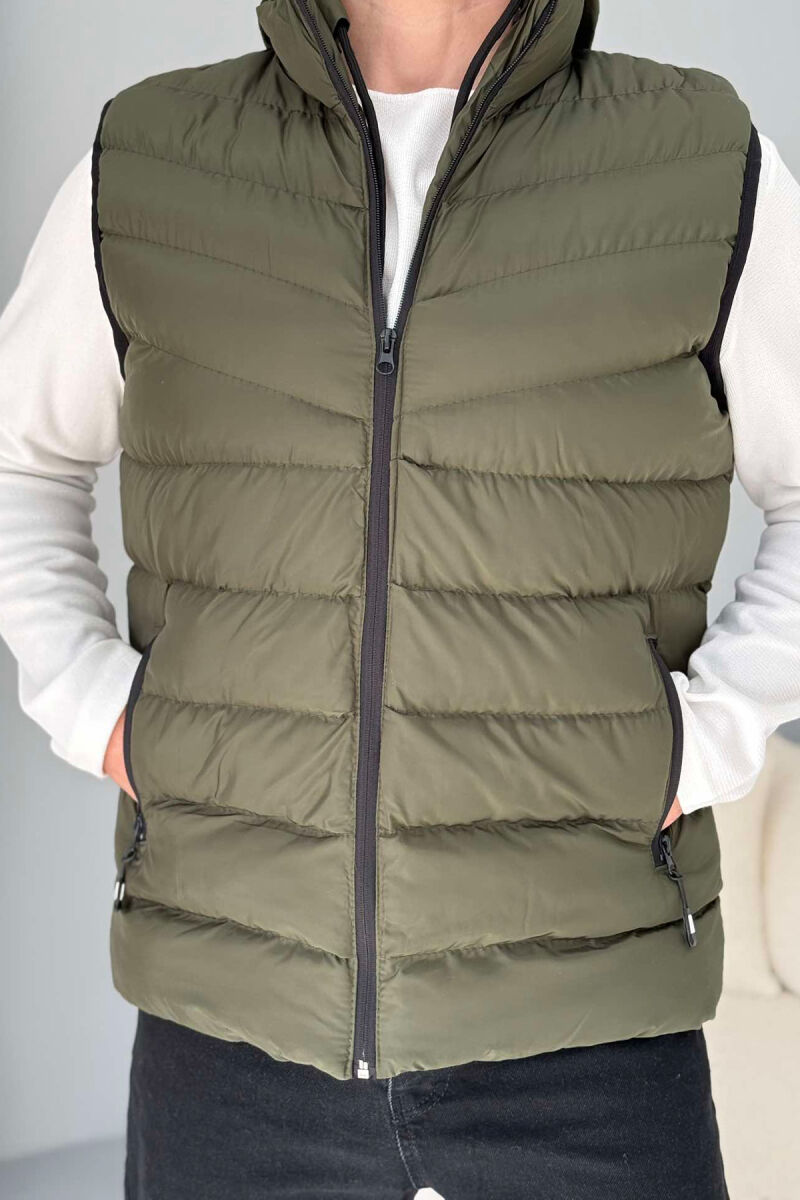 HOOD ZIPPER POCKET MEN VEST LIGHT GREEN/JEZB - 2